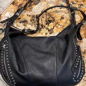 B Makowsky black leather hobo bag